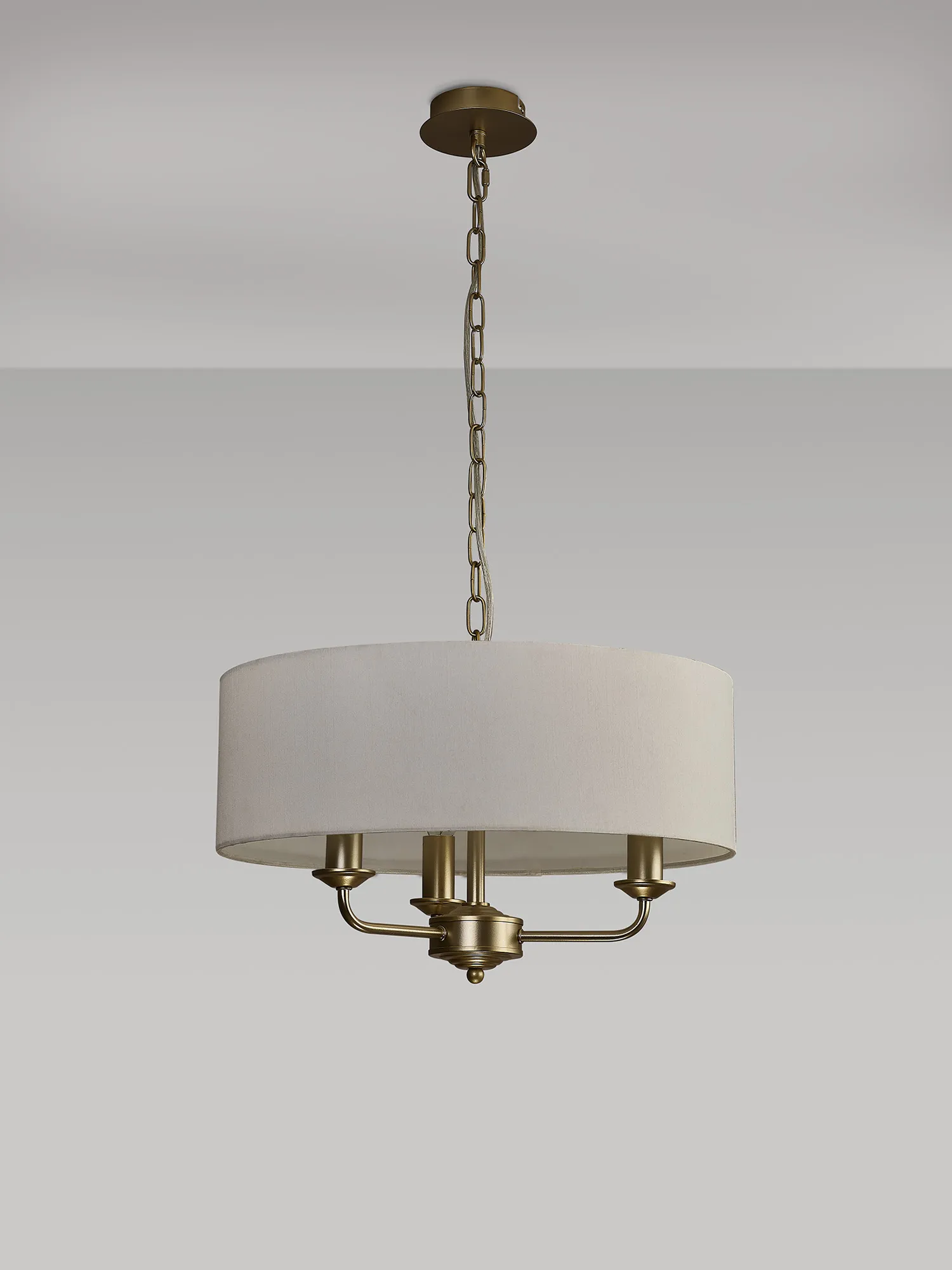 Banyan 45cm 3 Light Pendant Champagne Gold, White DK0941  Deco Banyan CG WH